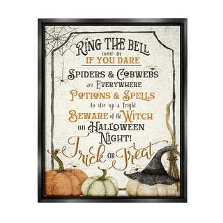Stupell Vintage Trick or Treat Sign Framed Floater Canvas Wall Art Design by Deane Beesley - Bed Bath & Beyond - 40020554
