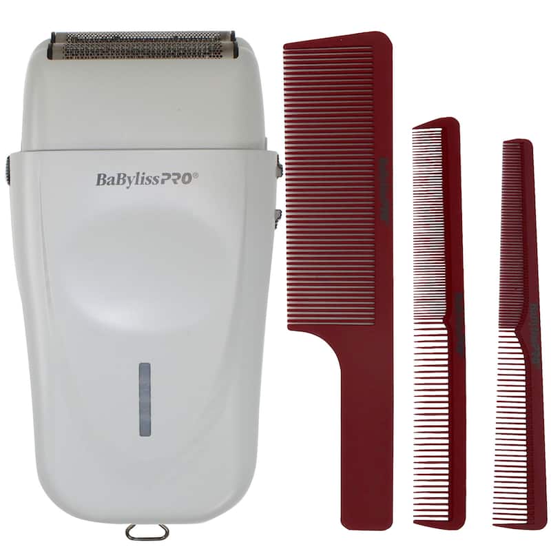 BaByliss Pro Limited Edition LithiumFX+ Cord/Cordless Lithium Ergonomic Double Foil Shaver (Gray) FXFS573GY + Comb Set - Red - Grey