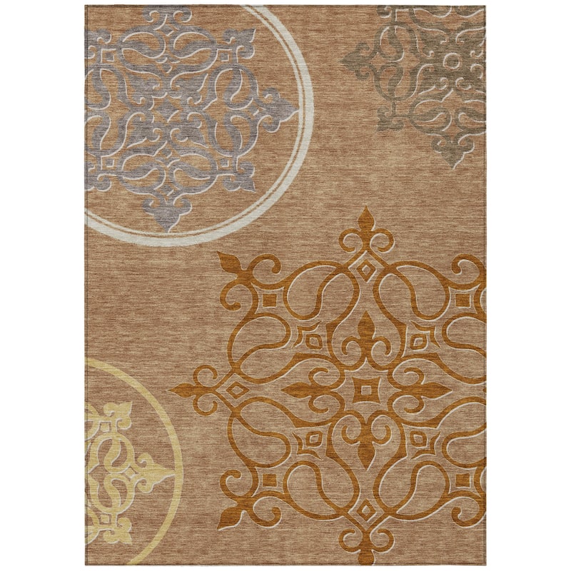 HomeRoots Floral Medallion Transitional Rectangle Outdoor Rug