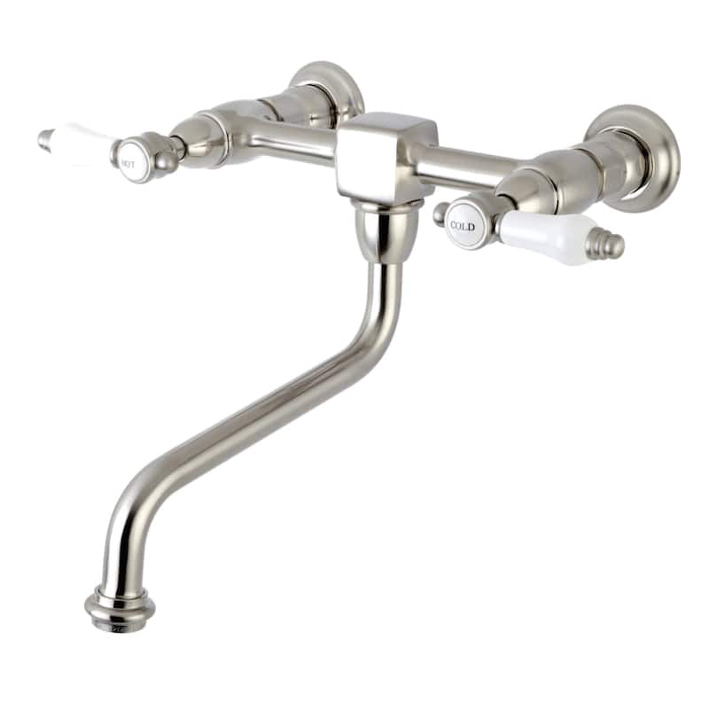 Kingston Brass Bel-Air 1.2 GPM Wall Mounted Bridge Bathroom Faucet - Brushed Nickel