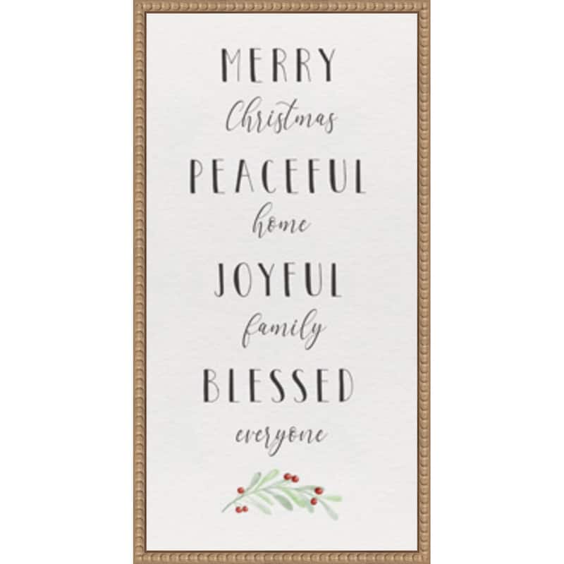 Cozy Christmas Panel I by Hartworks Studio (14 x 27 in.), Framed Canvas Wall Art Print - Sylvie Beaded Rustic Natural