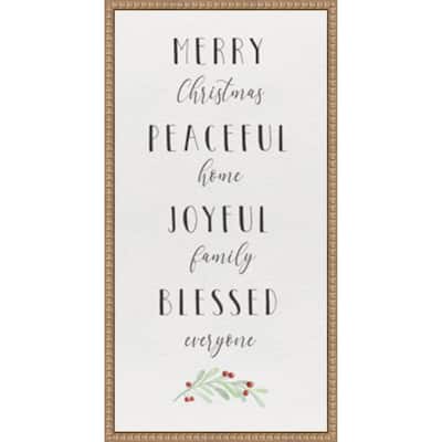 Cozy Christmas Panel I by Hartworks Studio (14 x 27 in.), Framed Canvas Wall Art Print - Sylvie Beaded Rustic Natural