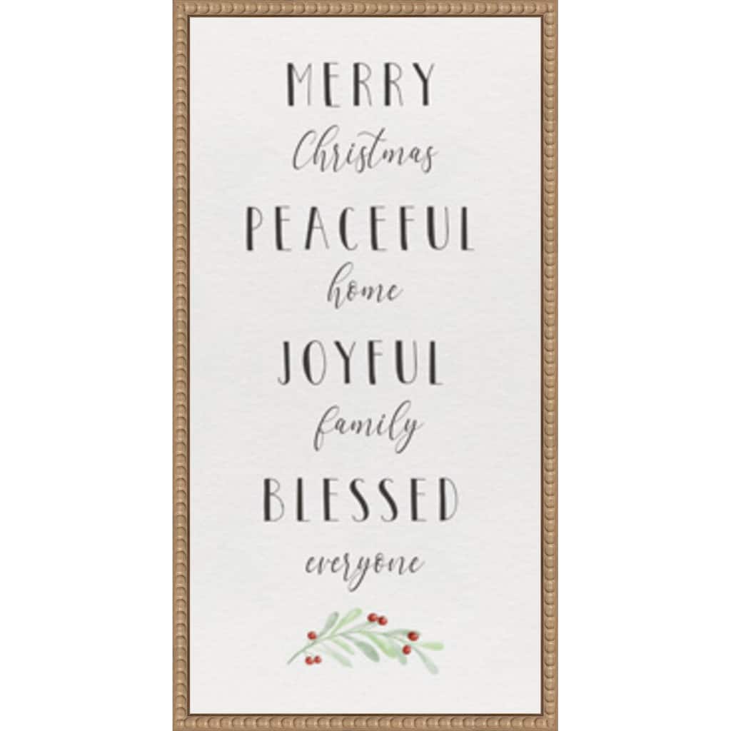 Cozy Christmas Panel I by Hartworks Studio (14 x 27 in.), Framed Canvas Wall Art Print - Sylvie Beaded Rustic Natural