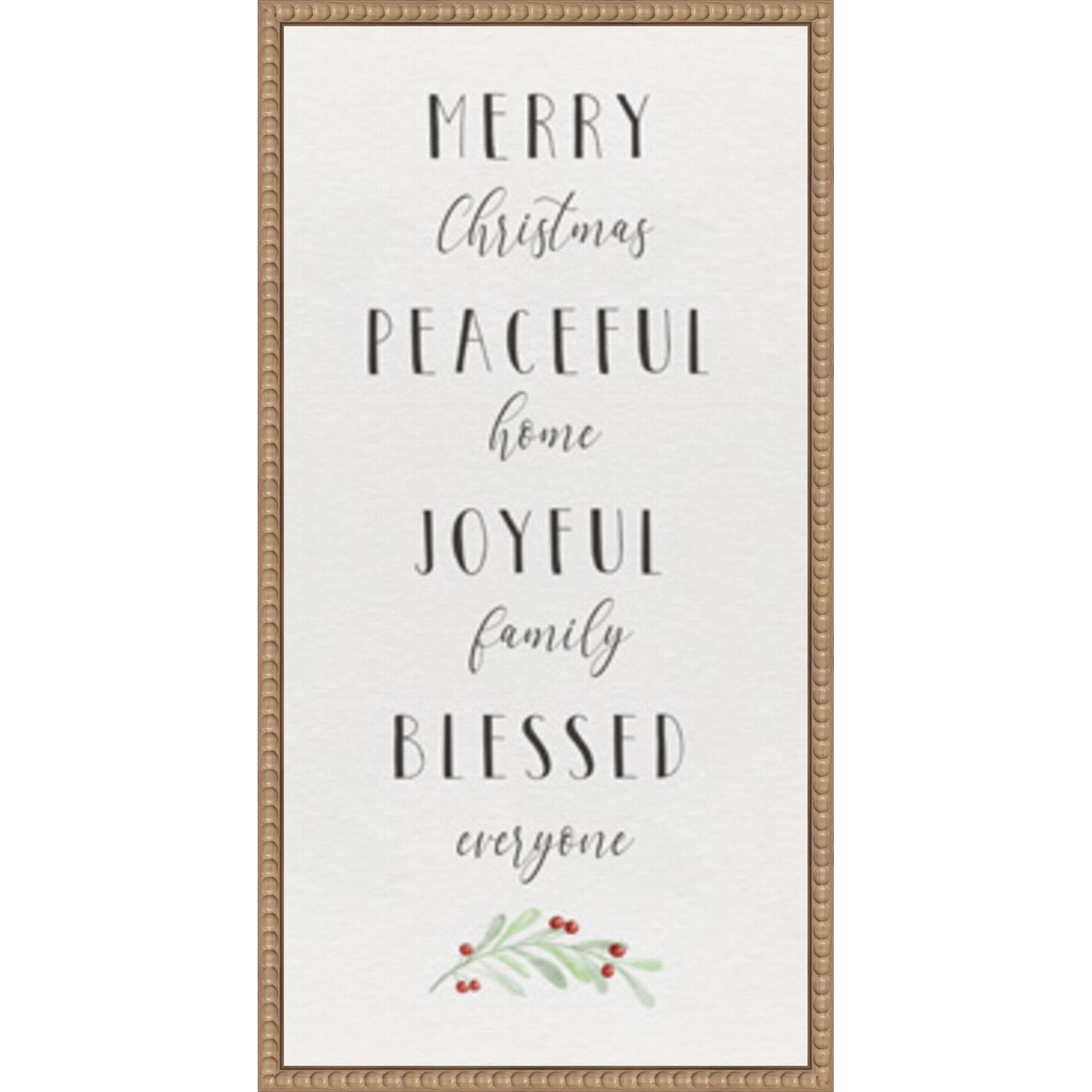 Cozy Christmas Panel I by Hartworks Studio (14 x 27 in.), Framed Canvas Wall Art Print - Sylvie Beaded Rustic Natural