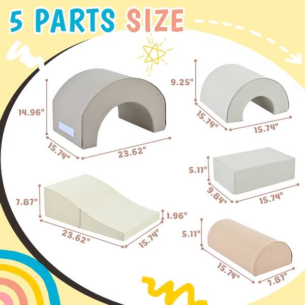 5-Piece Kids Climbing Toys for Toddlers,Foam Climbing Blocks for Babies,Kids Crawling and Climbing Indoor Active Play Structure