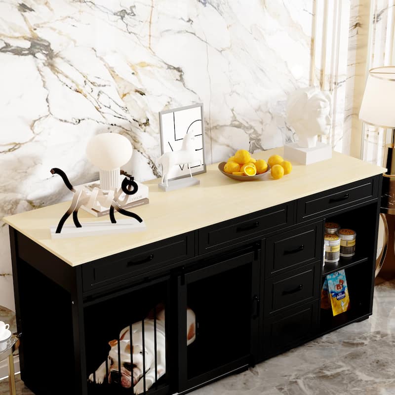 Large Capacity ,6 Drawers ,Multi-Purpose Dog Crate Kennel Furniture