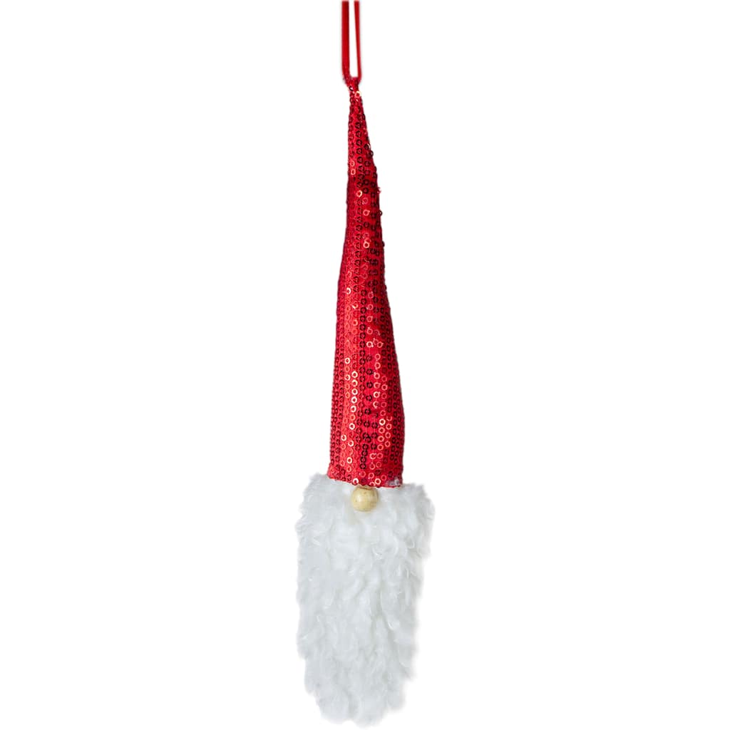 11" Red Sequin Santa Head With a Warm Hat Christmas Ornament