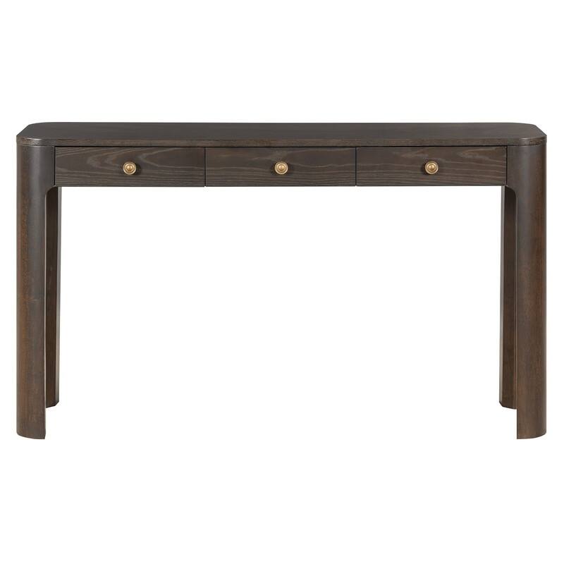 Rustic 52" Console Table with Drawers and Curved Legs for Entryway or Living Room Decor