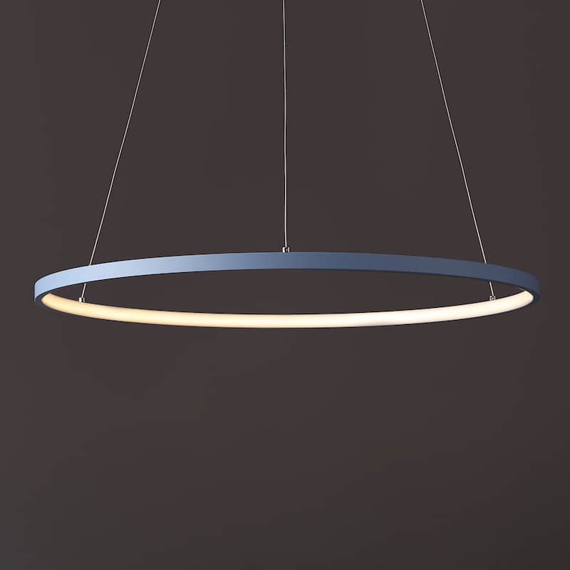 Kinsley Modern Bohemian Iron Integrated LED Pendant by JONATHAN Y - 23.75" - Blue