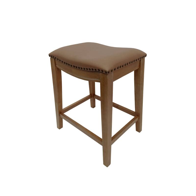 Saddle Counter Stools with Upholstered Seat - 25" - Brown - Set of 2