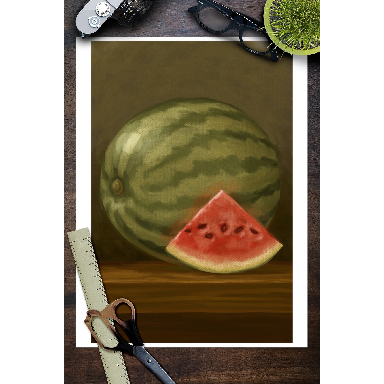 Shop Watermelon Oil Painting Lantern Press Artwork Art Print