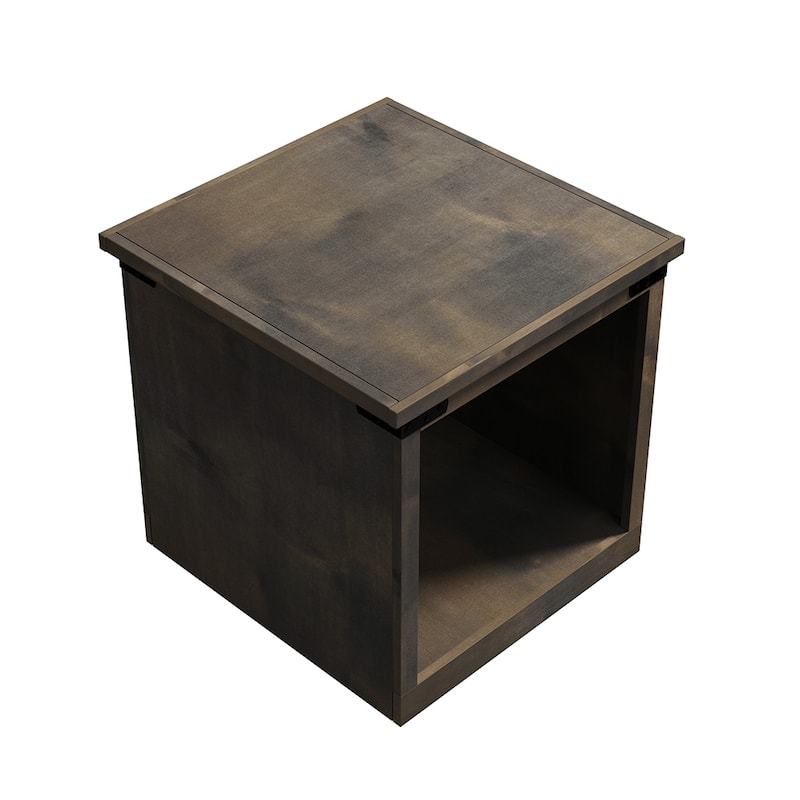 Bridgevine Home Farmhouse 24 inch Side Table, No Assembly Required, Barnwood Finish