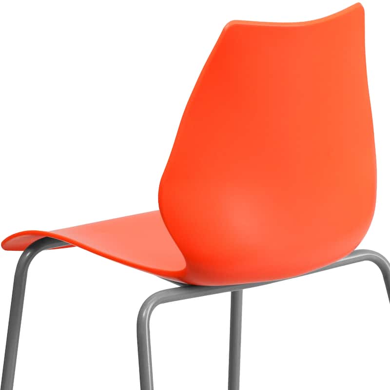 HERCULES Series Stack Chair with Lumbar Support and Silver Frame