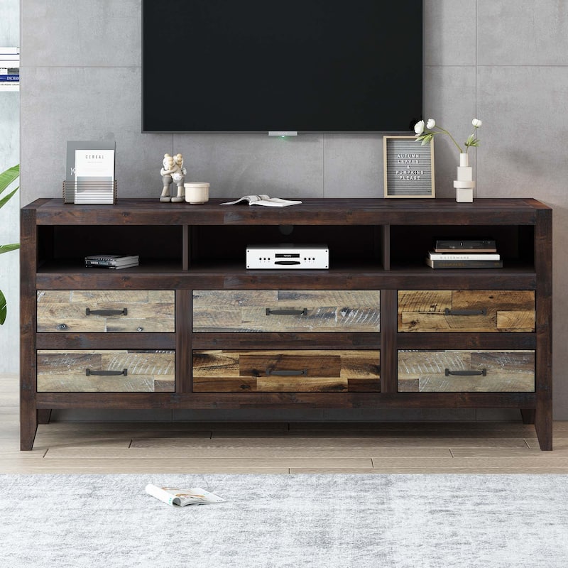 Retro Distressed Wooden TV Stand for TVs up to 65 Inches