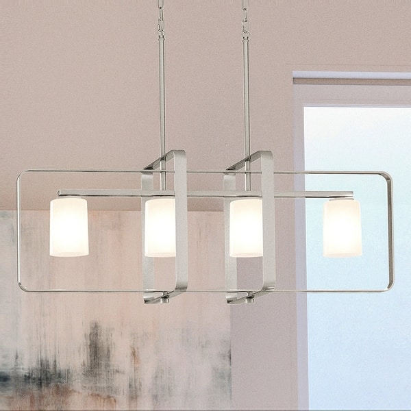 slide 2 of 6, Luxury Modern Chandelier, 14.5"H x 39.75"W, with Modern Farmhouse Style, Brushed Nickel, BWP4101 by Urban Ambiance - 39.75