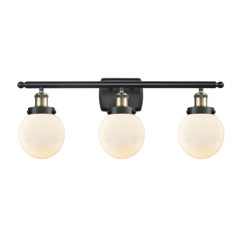 Innovations Lighting 916-3W-11-26 Beacon Vanity Beacon 3 Light 26" - Black Antique Brass / Matte White
