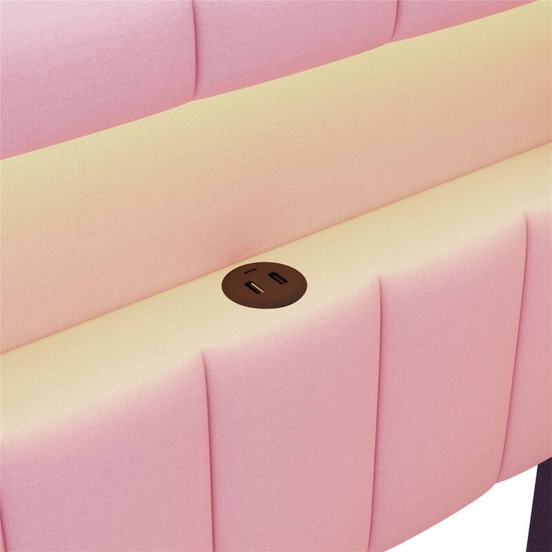 Twin Size L-Shaped Daybed with 2 Storage Drawers & LED Belt, Upholstered Daybed Frame Sofa Bed w/ USB Ports & Storage Headboard