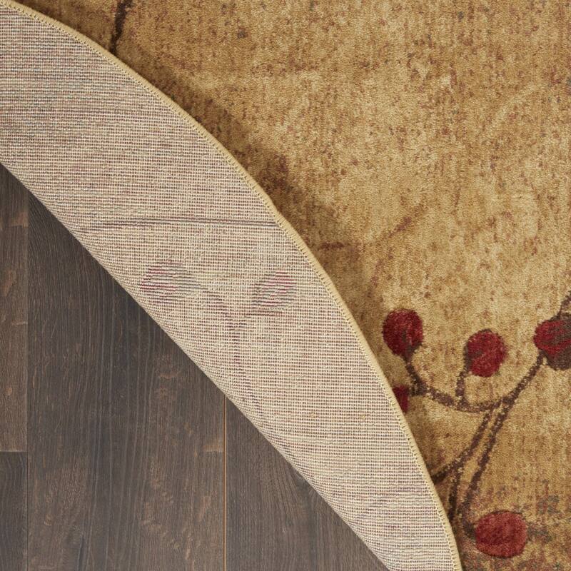 Qodul Power Loomed Geometric Floral Traditional Non Skid Area Rug By HomeRoots - 8' Round