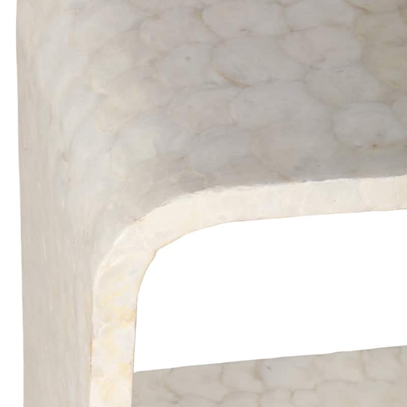 Wood Shell Console Table Coastal Curved Design (Set of 3) - 30" Ivory - 47" x 19" x 29.5"