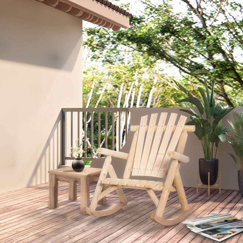 Outsunny Outdoor Wooden Rocking Chair (Excluding the table)