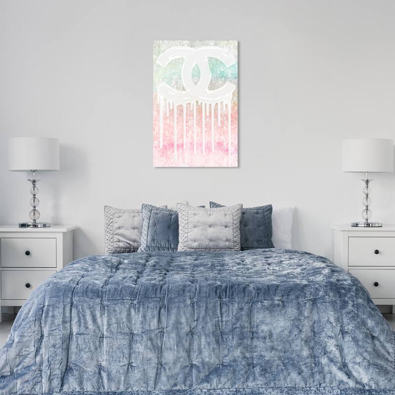 Wynwood Studio Canvas Fashion and Glam DrDripping Candy Coco Pink and Pastel Pink Modern & Contemporary Wall Art Canvas Print - 36 x 24