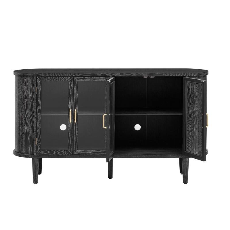 Farmhouse 60" Sideboard Cabinet with Glass Doors Adjustable Shelves for Stylish Kitchen Storage