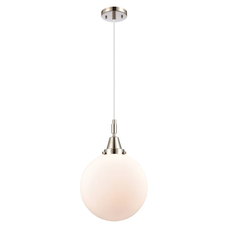 Innovations Lighting Downtown Urban - Caden Beacon - 1 Light 10" Cord Hung Mini Pendant - Polished Nickel/Matte White Shade