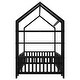 preview thumbnail 9 of 10, Twin Size Metal House Bed with Fence and Detachable Storage Shelves, Black