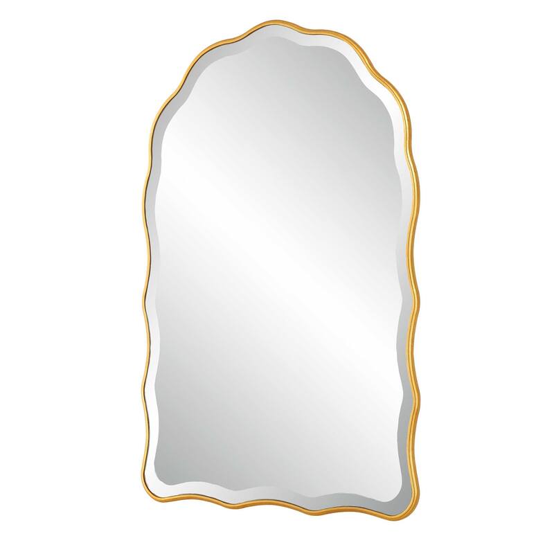 Silver Orchid Gold Leaf Manufactured Wood Beveled Arch Mirror