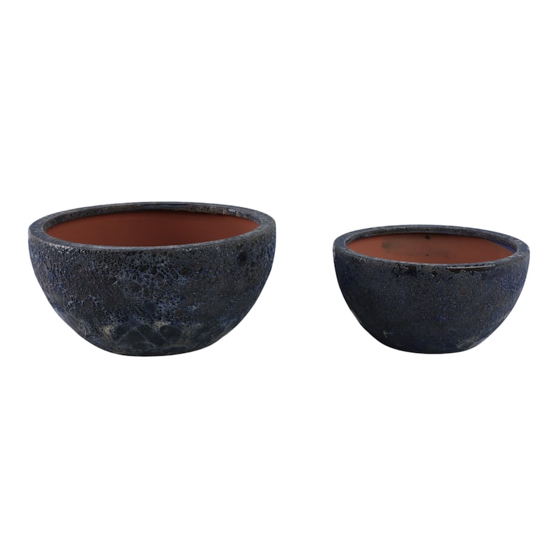 Pottery Bowl Planters Round Design Decorative Bowl Style (Set of 2)