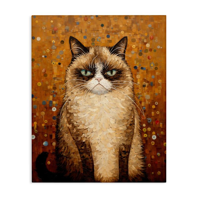 Stupell Grumpy Klimt Cat Canvas Wall Art Design By Arlington Prints - 16 x 20