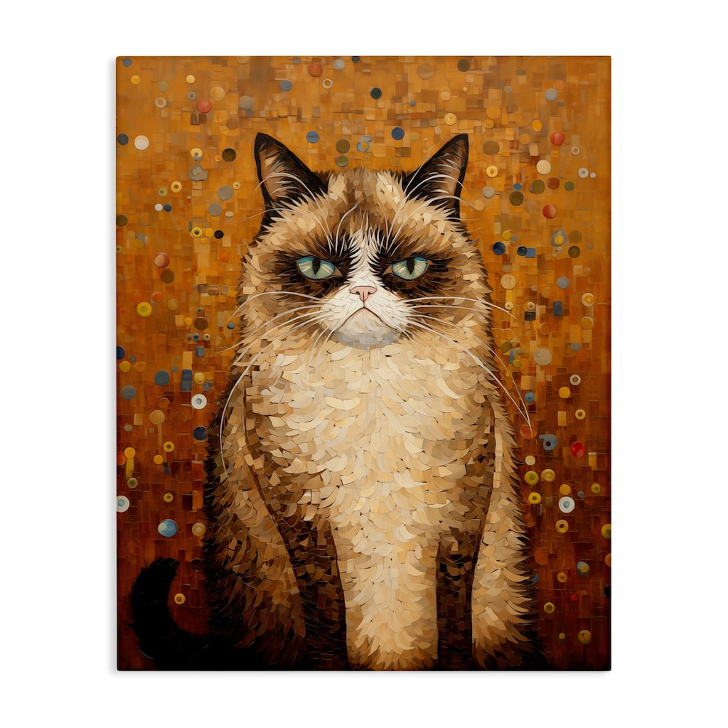 Stupell Grumpy Klimt Cat Canvas Wall Art Design By Arlington Prints