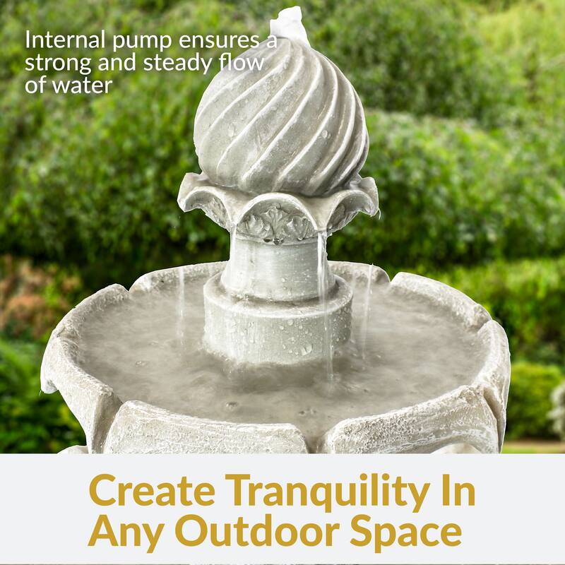 Sunnydaze Two Tier Solar-on-Demand Fountain, 35 Inch Tall - 35-Inch