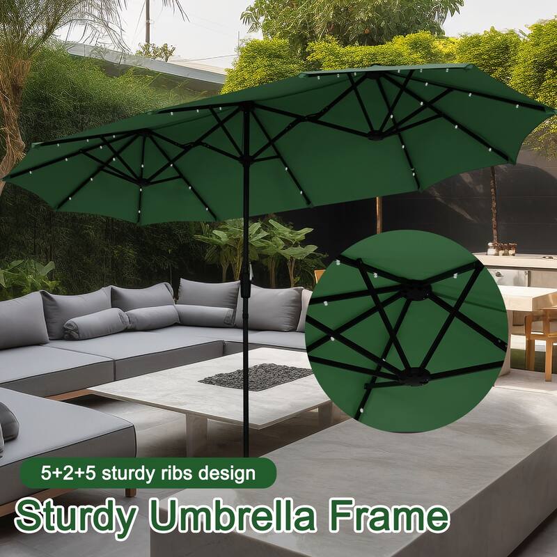 Autlaycil 13ft Extra Large Patio Umbrella with Solar Lights(Without Base)