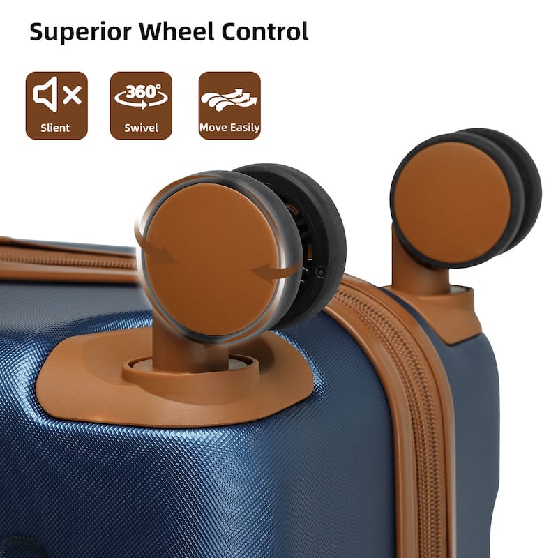 6-Piece, Luggage Sets, Hard-Shell Expandable Luggage with Spinner Wheels and Combination Lock, for Boarding Travel, Navy Blue