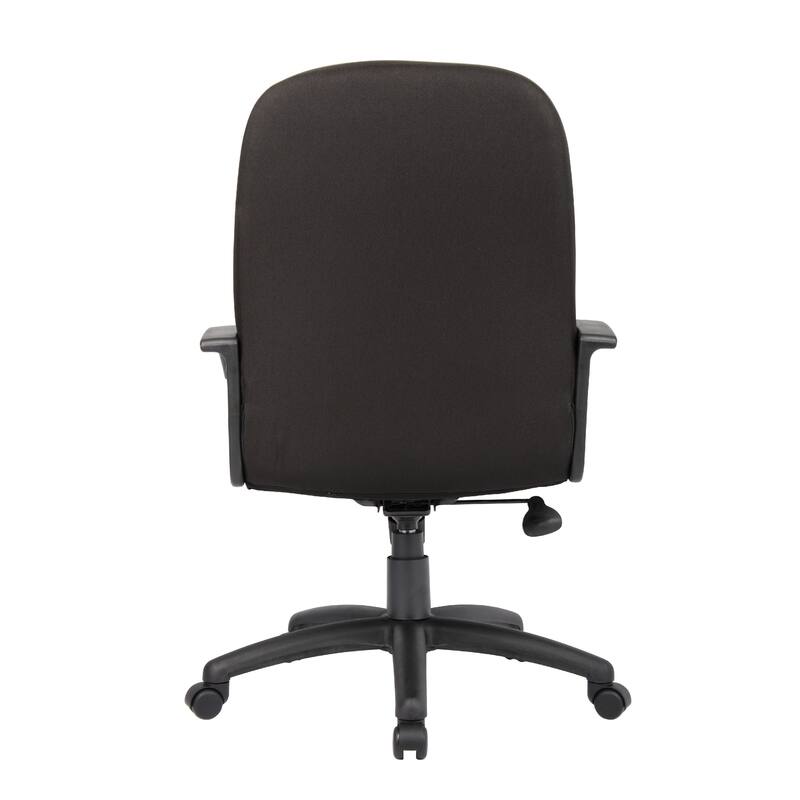 Hugh Mid-Back Manager Chair with Rolling Base, Black Crepe Fabric