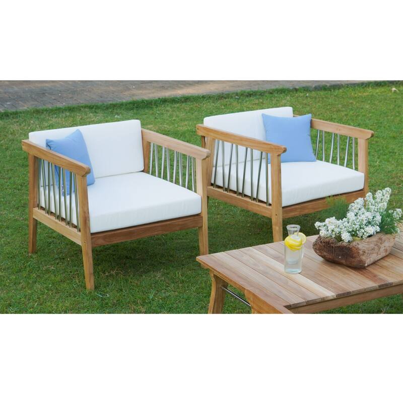 ROSSIO - Moshet Teak Outdoor Converation Set for 5 Person, Brown Natural Wood