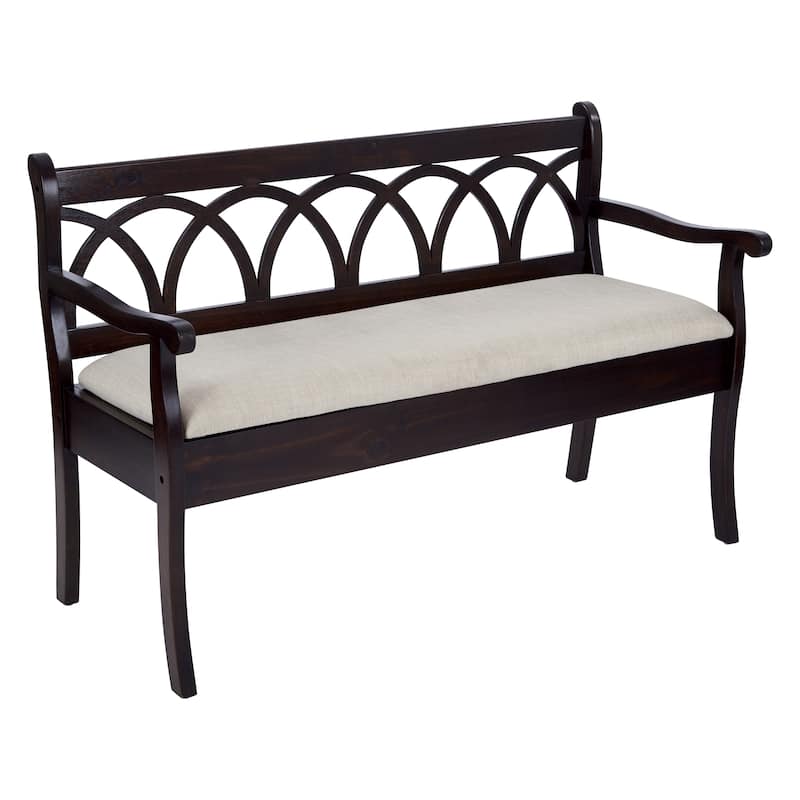 OS Home and Office Furniture Coventry Storage Bench in Antique Black Frame and Beige Seat Cushion K/D