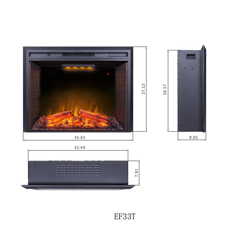 Electric Fireplace Heater with Log set & Realistic Flame