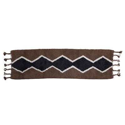 Floor Runner Rug with Pattern and Braided Tassels - 96.0"L x 30.0"W x 0.5"H - 96.0"L x 30.0"W x 0.5"H
