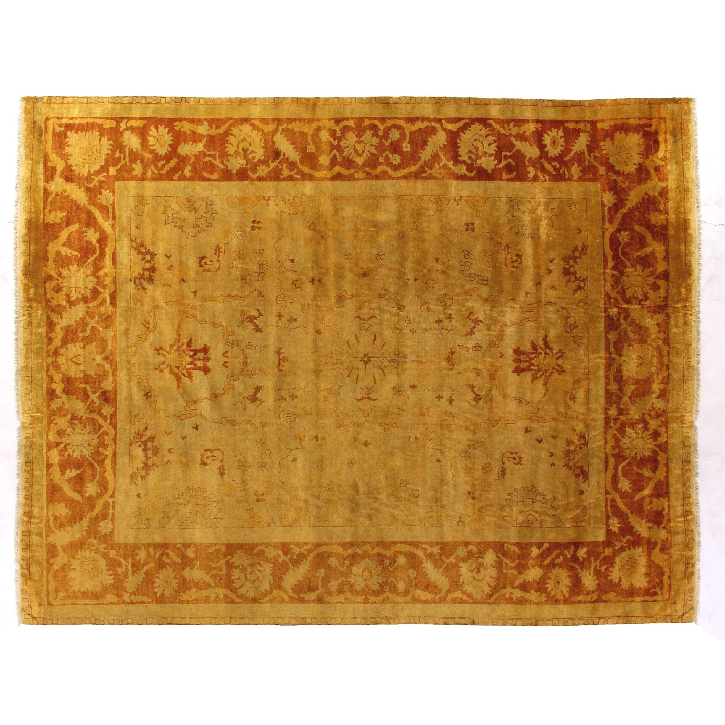 acohug＊ Oushak rug メダリオン　トルコラグ　86×58 Exquisite Rugs Anatolian Oushak Gold / Rust New Zealand Wool