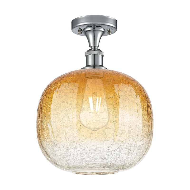 Innovations Lighting 516-1C-13-11 Brookhaven Sphere Semi-Flush - Polished Chrome / Amber