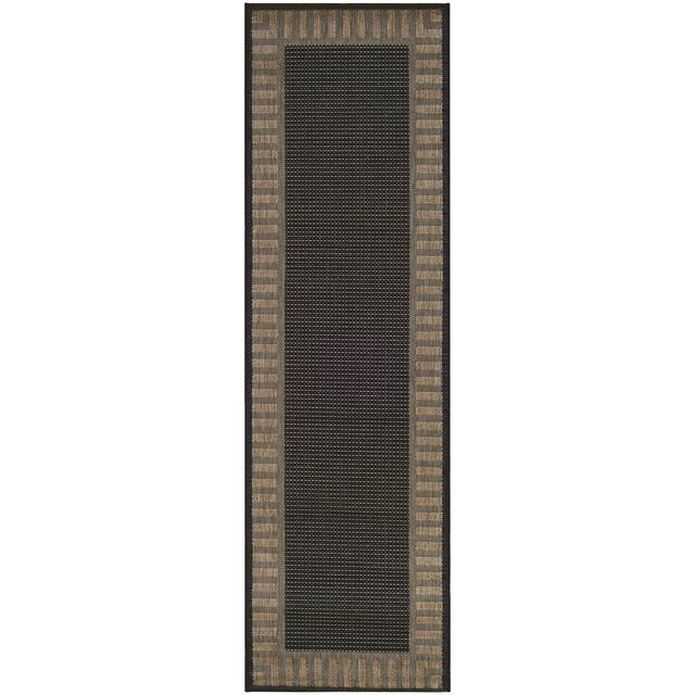Pergola Flame Indoor/ Outdoor Area Rug - 2'3" x 11'9" Runner - Black/Cocoa Brown