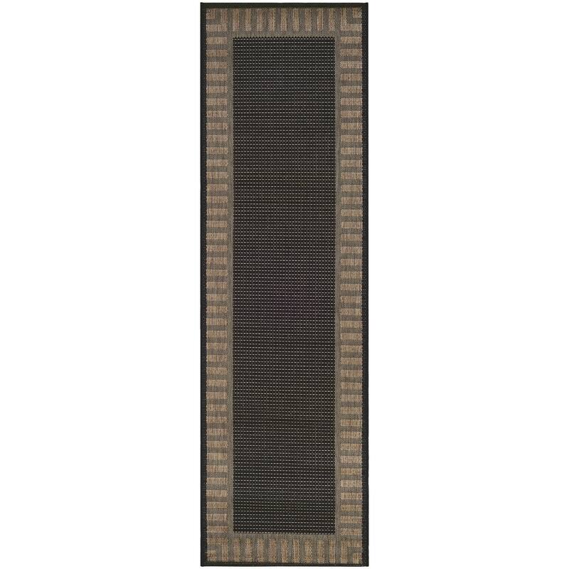 Pergola Flame Indoor/ Outdoor Area Rug - 2'3" x 11'9" Runner - Black/Cocoa Brown