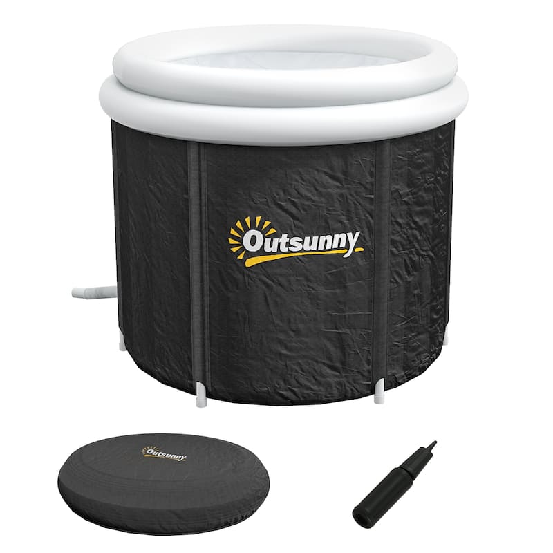 Outsunny Ice Bath Tub, Portable Cold Plunge Tub Outdoor with Thermo Lid, Cover and Carry Bag