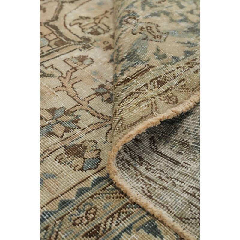 Hand Knotted Oriental 100% Wool Carpet Traditional Floral Peach Heriz Area Rug - 12' 4'' X 9' 4''