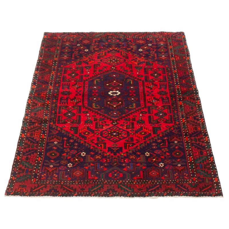 ECARPETGALLERY Hand-knotted Andelz Red Wool Rug - 4' 2" x 6' 9"