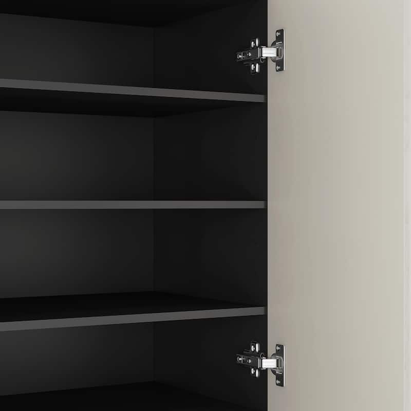 Shoe Cabinet with 4 Doors Large Shoe Storage Organizer Cabinet with Adjustable Shelves Slim Black Shoe Rack Cabinet for Closet