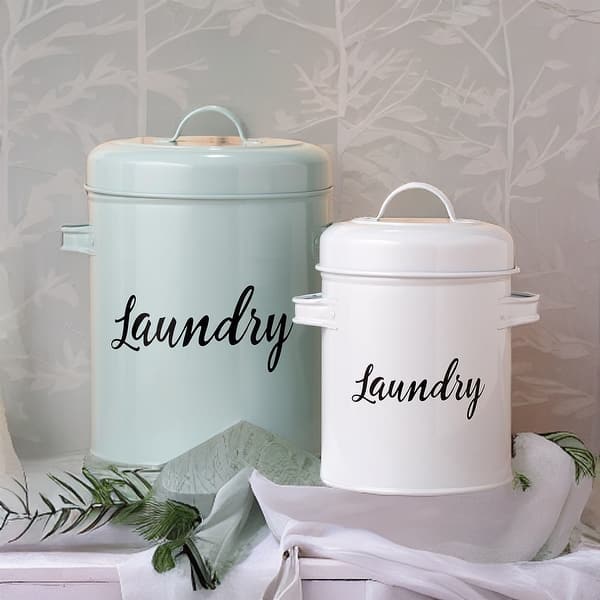 Amici Home Launderette Metal Canister Laundry Detergent Storage Tin