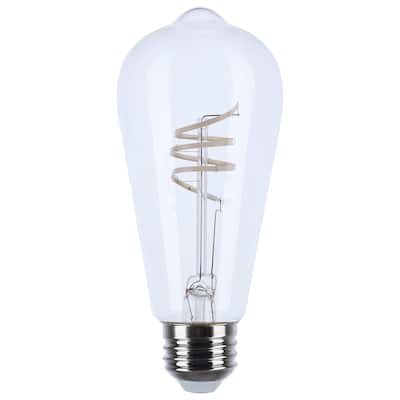 6W LED Reminiscent Flex Gray Coil Filament ST19 Medium Base 2700K CCT 120V - Clear